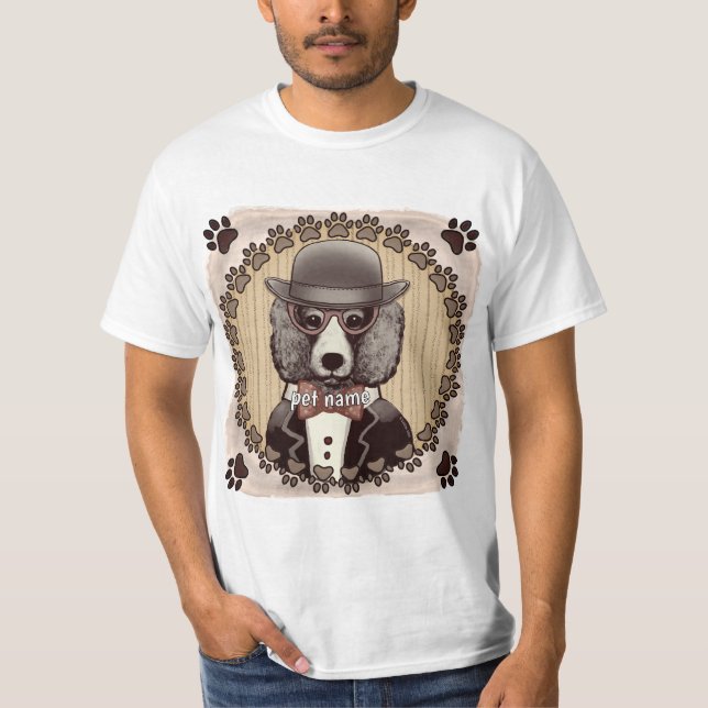 Camiseta de poodle usando óculos (Frente)