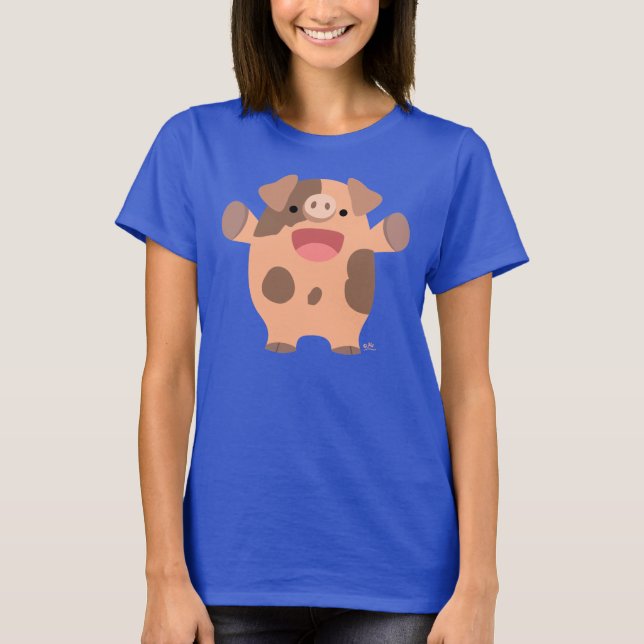 Camiseta de Porco de Cartoon Bonita (Frente)