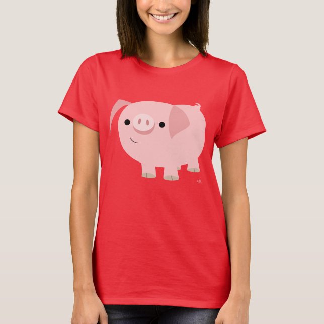 Camiseta de Porco de Cartoon Bonita (Frente)