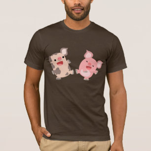 Camiseta de Porcos de Desenho Animado Dançando Fof
