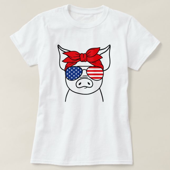Camiseta de Porcos Patriótica (Frente do Design)