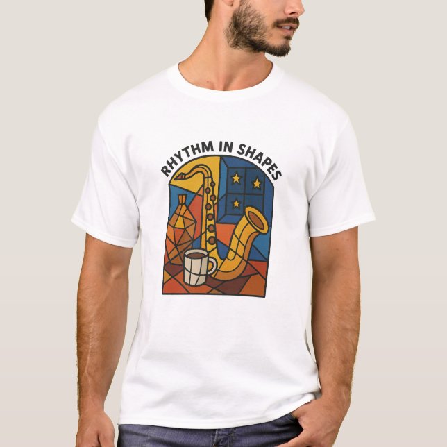 Camiseta de pôster de geometria jazz Ritmo em Form (Frente)