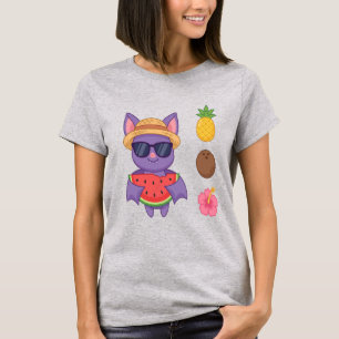 Camiseta de Praia de Melancia de Morcego Tropical