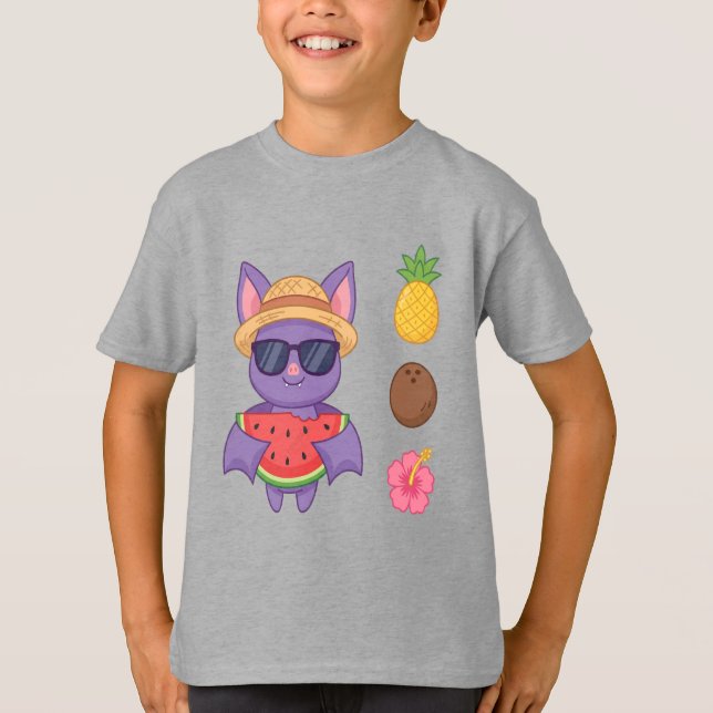 Camiseta de Praia de Melancia de Morcego Tropical  (Frente)