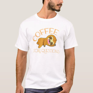 Camiseta de Preguiça 'Café Antes das Perguntas'