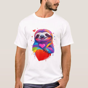 Camiseta de Preguiça Colorida - Preguiça Arco-íris