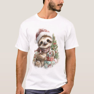 Camiseta de Preguiça Natal Chapéu de Papai Noel