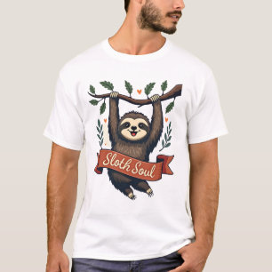 Camiseta de Preguiça Pendurada Fofo Retro Amante d