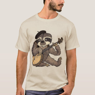 Camiseta de Preguiça Tocando Banjo – Camisa de Mús