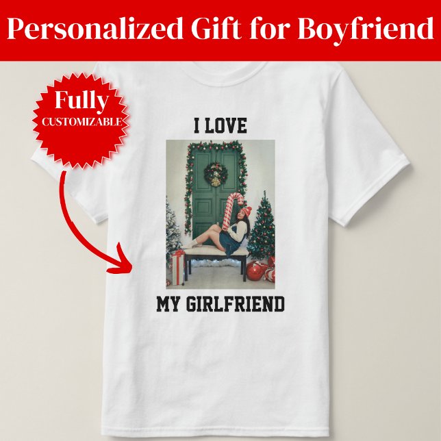 Camiseta De Presente Com Foto Eu Amo Minha Namorad (I Love My Girlfriend Photo Value T-Shirt Gift)