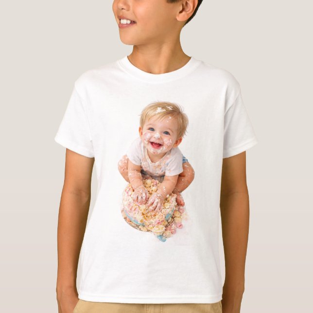 Camiseta de Primeiro Aniversário do Bebê Cake Smas (Frente)