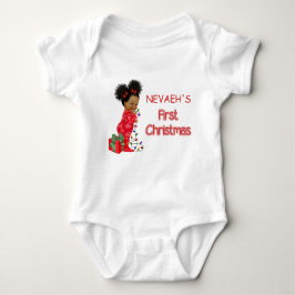 Camiseta de Primeiro Natal de Bebê Afro-Americana
