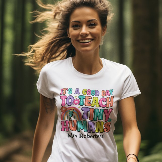 Camiseta de professor citação retro colorida (Criador carregado)