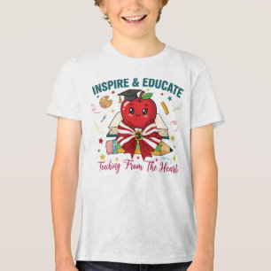"Camiseta de Professor Inspire & Eduque – Maçã Fof