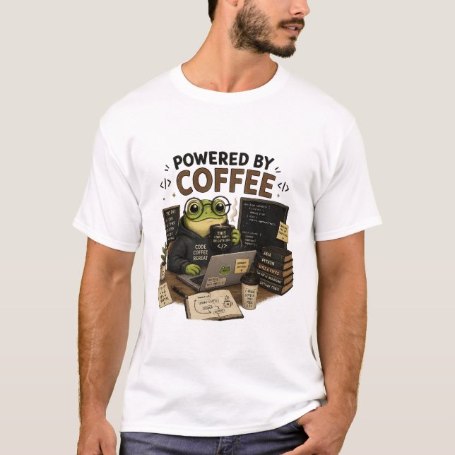 Camiseta de Programador Engraçado Alimentado por C (Frente)