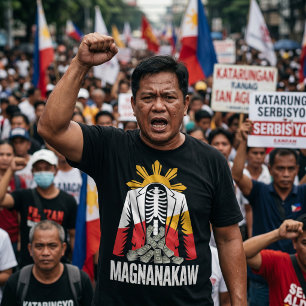 Camiseta de Protesto Anti Marcos Filipino Corrupçã