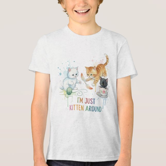 Camiseta de Pun com Gatinhos "Estou Só Brincando c (Frente)