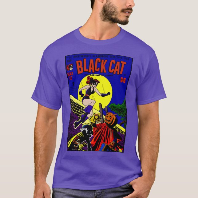 Camiseta de Quadrinhos do Gato Preto dos Anos 40 (Frente)