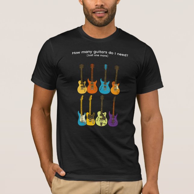 Camiseta De quantas guitarras eu preciso? (só mais uma) (Frente)