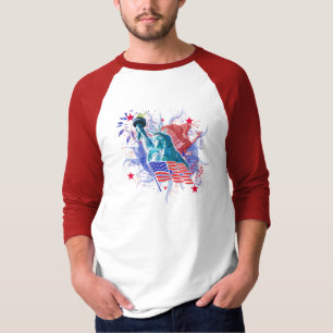 Camiseta De Raglan básico da Capa da liberdade 3/4