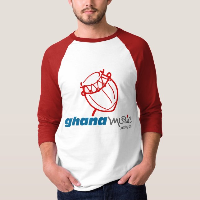 Camiseta De Raglan básico da Capa de Ghana Music.com 3/4 (Frente)