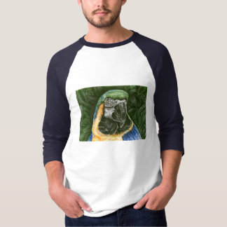 Camiseta De Raglan básico dos homens azuis e Dourados do