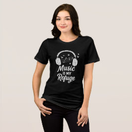 Camiseta de Refúgio Musical para Mulheres - Fones