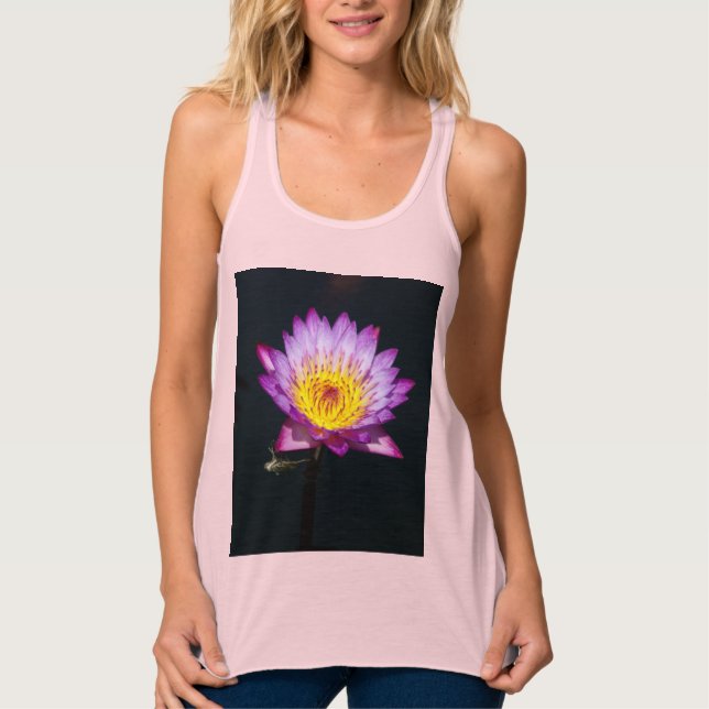 Camiseta de Regata Lírios-d'água Lótus Roxo (Frente)