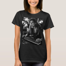 Camiseta de retrato de jogador furioso monocromáti
