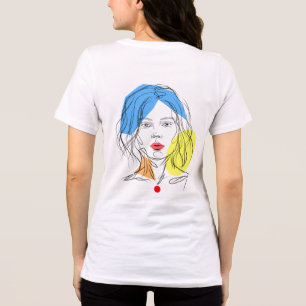 Camiseta de retrato de mulher em arte de linha abs