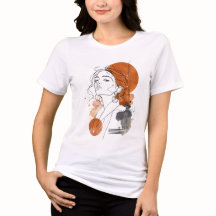 Camiseta de retrato em arte de linha minimalista |