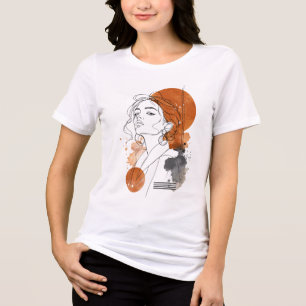 Camiseta de retrato em arte de linha minimalista