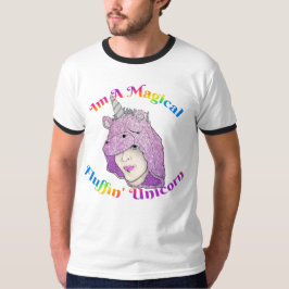 Camiseta de Ringer Básica de Fluffin Unicorn Mascu