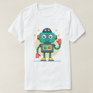 Camiseta de Robô de Desenho Animado Jovem Gráfica
