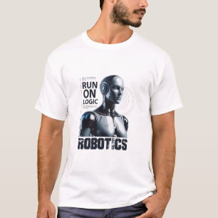 Camiseta de Robô Humanoide "Run On Logic" Progr