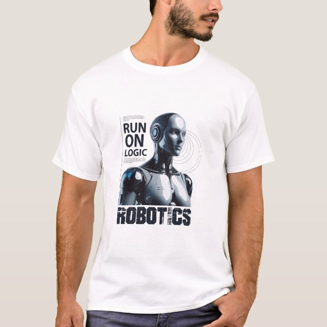 Camiseta de Robô Humanoide "Run On Logic" | Progr (Frente)