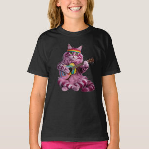 Camiseta de Rocker Gato Roxo Fofo