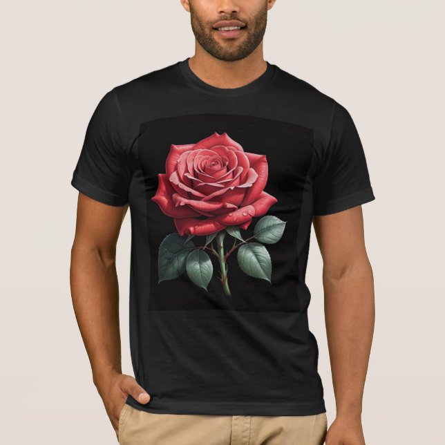 Camiseta de Rosa vermelha Elegante - Flora Minimal (Frente)