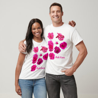 Camiseta de Rosas Cor-de-Rosa