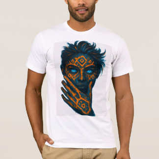 Camiseta de Rosto Abstrato Neon
