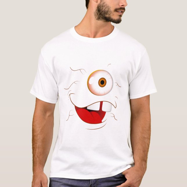 Camiseta de Rosto Feliz e Alienígena de Homens (Frente)