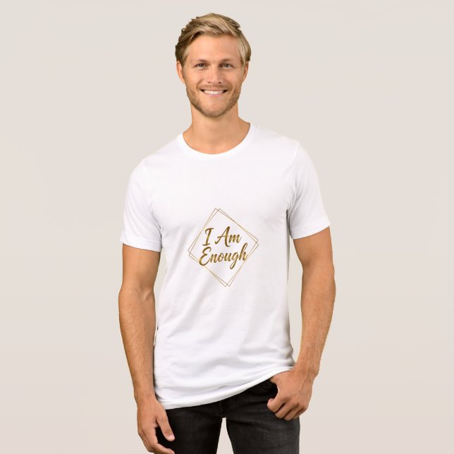 Camiseta de Rotulo Escrito 'Eu Sou Suficiente' (Frente Completa)