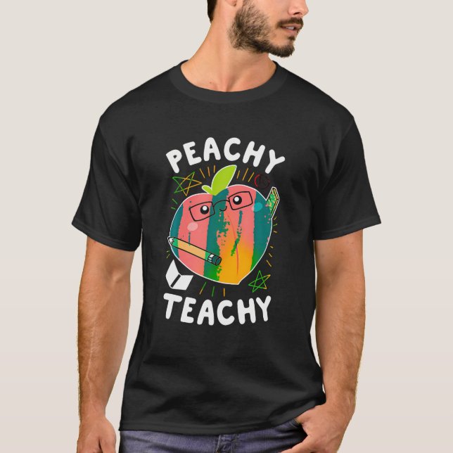 Camiseta de Roupa de Professores de Pêssego de Pês (Frente)
