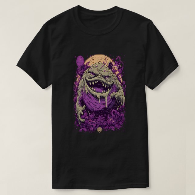 Camiseta de Rua de Estilo Dark Comic Monstro Roxo (Frente do Design)