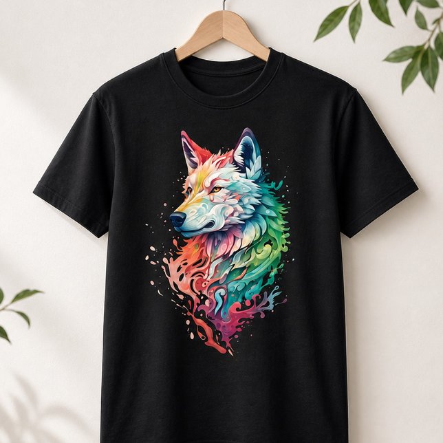 Camiseta de Rua Wolf Gráfica Ousada e Colorida (Criador carregado)