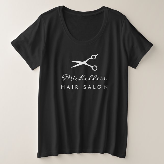 Camiseta de salão de beleza plus size para cabelei (Frente do Design)