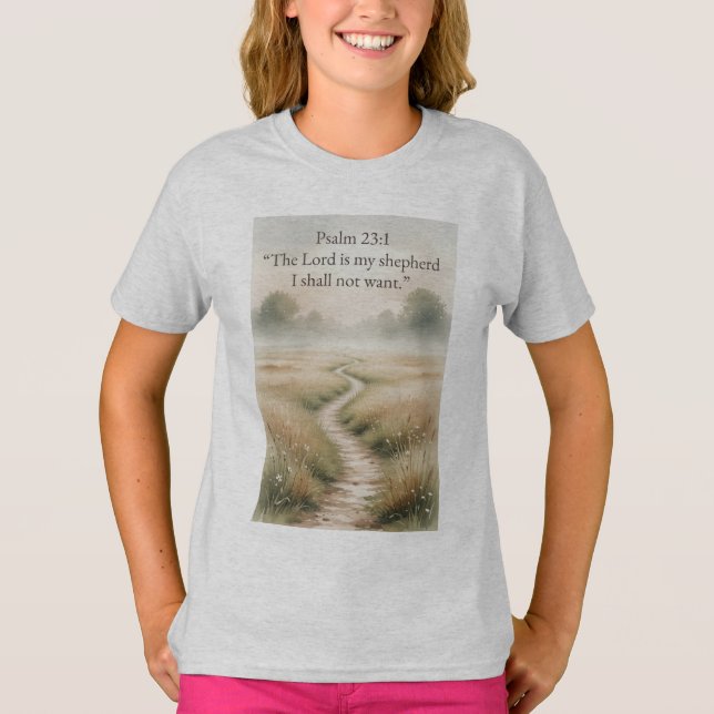 Camiseta de Salmo 23:1 Versículo Bíblico Cristão p (Frente)