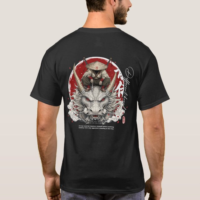 Camiseta de Samurai Guerreiro Cavaleiro de Dragão  (Verso)