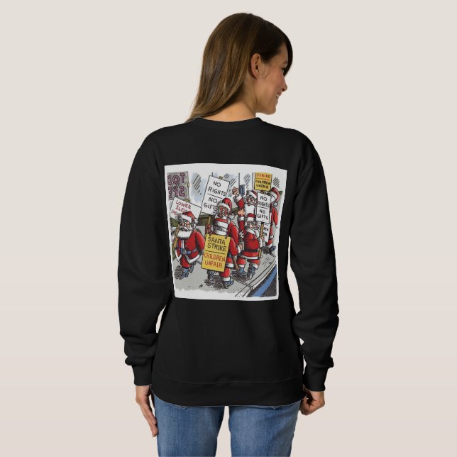 Camiseta de Santa Strike mulheres preta parte de t (Parte Traseira Completa)