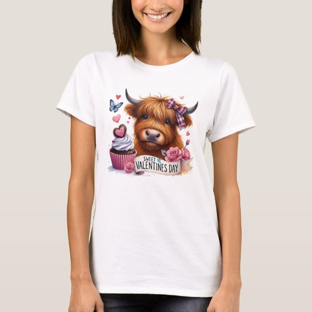 Camiseta de São Valentim de Cupcake de Vaca das Te (Frente)